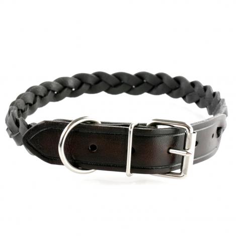 Hundehalsband - Leder geflochten 35cm