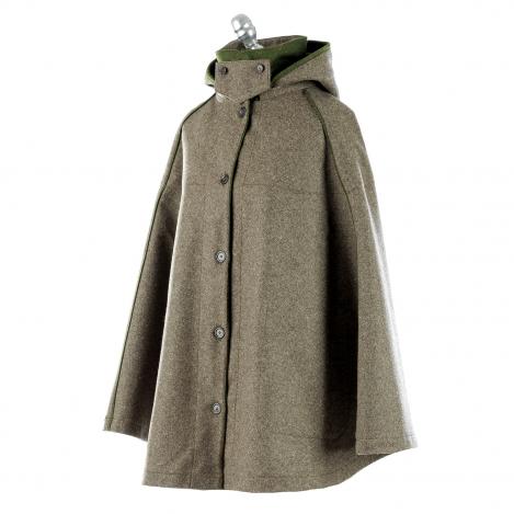 Damen - Loden-Cape - abnehmb. Kapuze - Grau/Grün - Paul & Kloosterhuis XL/2XL - 42/44