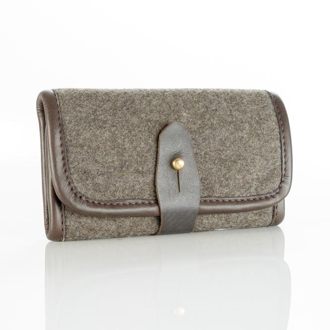 Paul & Kloosterhuis - Loden Patronenetui - Bergstutzen - 8 x Gr. Kugel / 5 x Kl. Kugel - auflkappbar - Militär-Loden 