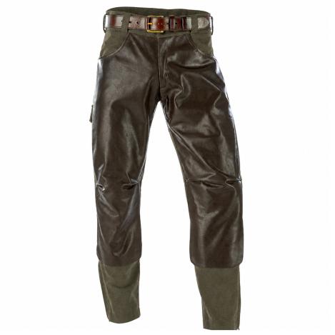 Paul & Kloosterhuis - Safari - Stiefelhose - Lederbesatz - Hard Wearing Canvas - Oliv 
