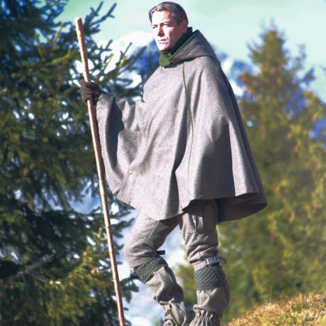 Loden-Kurz-Wetterfleck - abnehmb. Kapuze - Grau/Grün - Paul & Kloosterhuis 