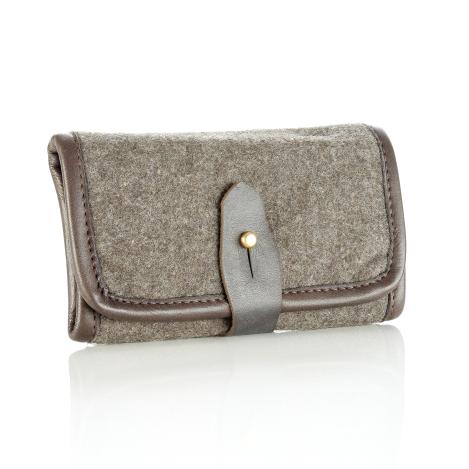 Paul & Kloosterhuis - Loden Patronenetui - Bergstutzen - 4 x Gr. Kugel / 4 x Kl. Kugel - auflkappbar - Militär-Loden 