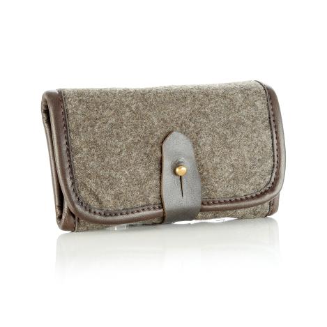 Paul & Kloosterhuis - Loden Patronenetui - Bockbüchsflinte - 5 x Kugel / 4 x Schrot - aufklappbar - Militär-Loden 