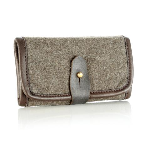 Paul & Kloosterhuis - Loden Patronenetui - Bockbüchsflinte - 4 x Kugel / 2 x Schrot - aufklappbar - Militär-Loden 