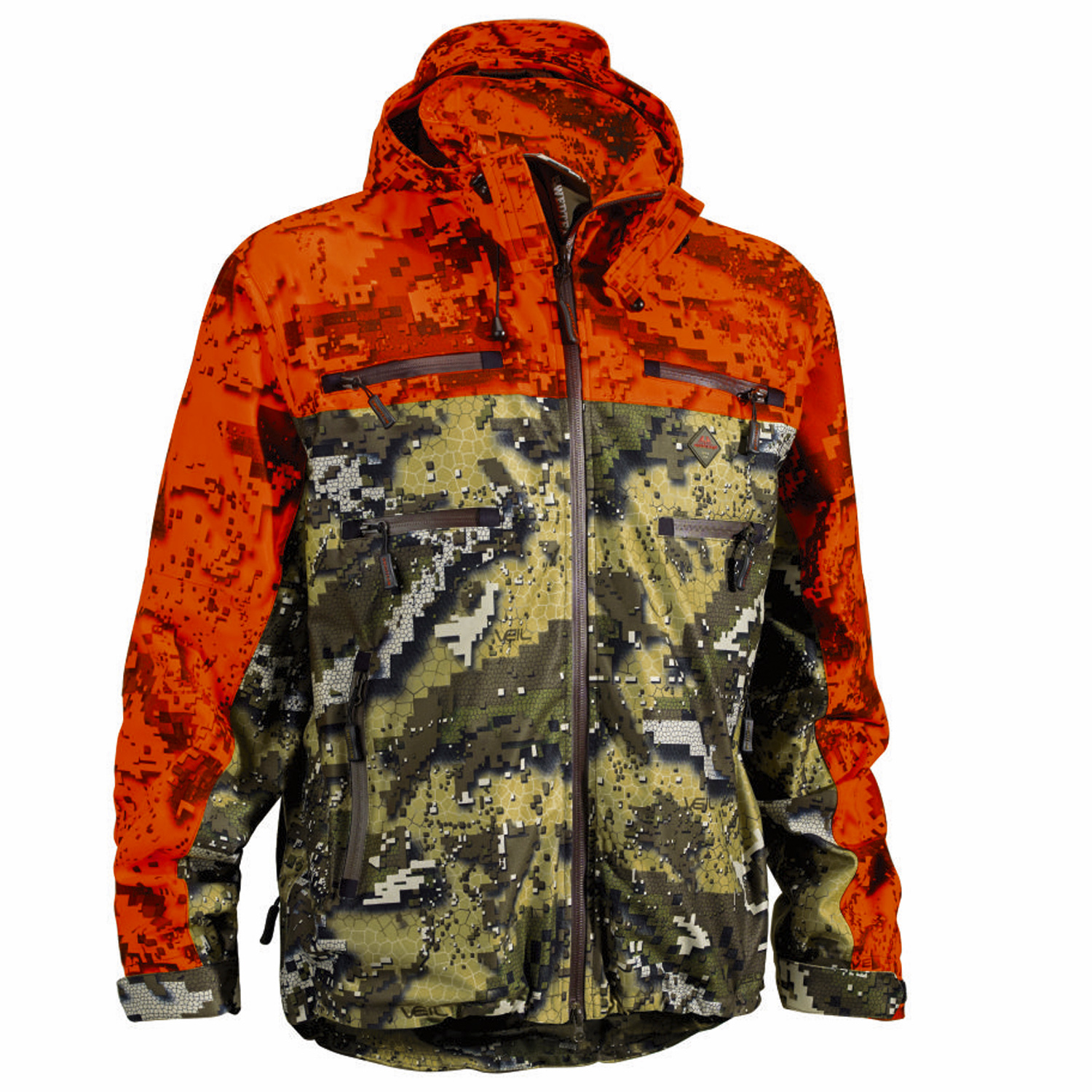 Full Mundur Jagdjacke Reversible - Orange Camo & Olive Winddicht